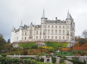 Dunrobin Castle, Scotland, as seen from the garden.