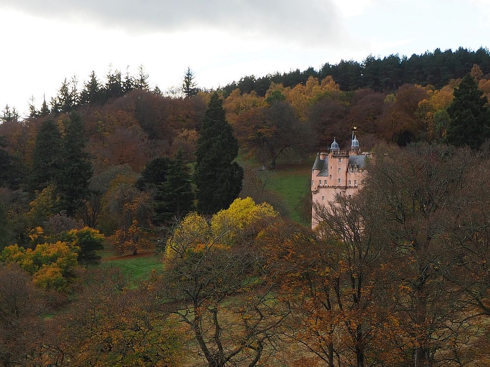 A view of Craigievar Castle from a distance