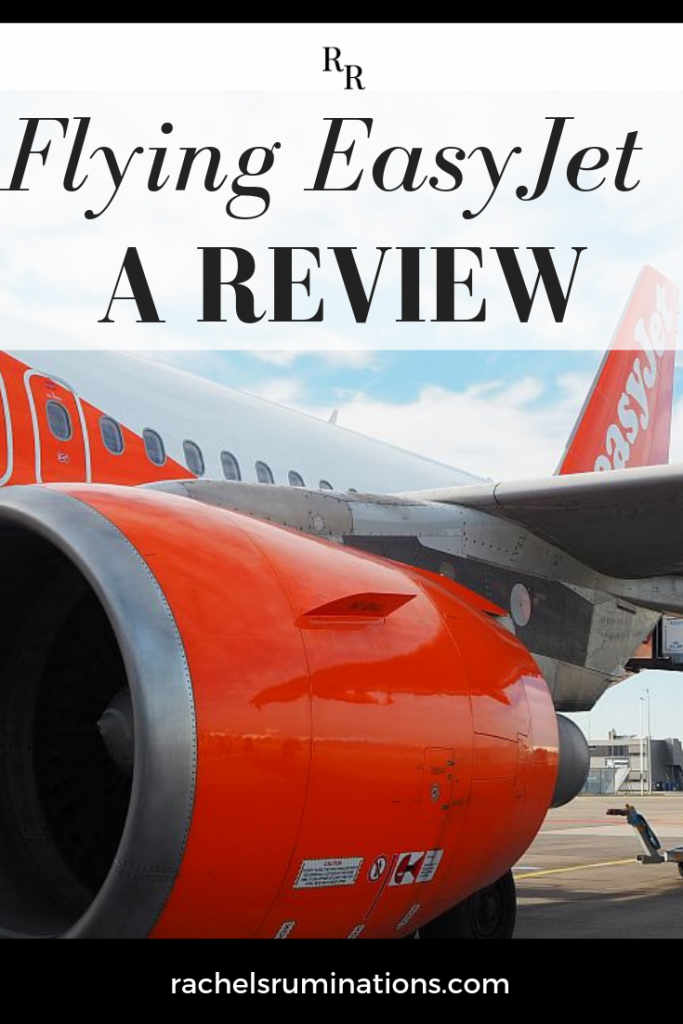 Text: Flying Easyjet: A review. Image: an EasyJet plane.