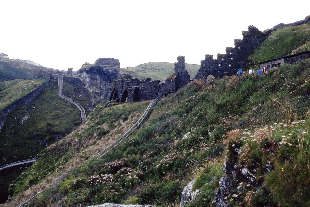 ruined walls along a ridge.