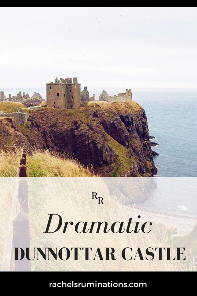 Dunnottar Castle, south of Aberdeen, Scotland, is known for its dramatic location on a cliff-edge point of land jutting into the North Sea. Click to read all about visiting! #dunnottar #castlesofscotland #dunnottarcastle #scotland