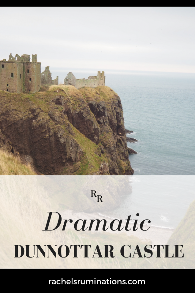 Dunnottar Castle, south of Aberdeen, Scotland, is known for its dramatic location on a cliff-edge point of land jutting into the North Sea. Click to read all about visiting! #dunnottar #castlesofscotland #dunnottarcastle #scotland