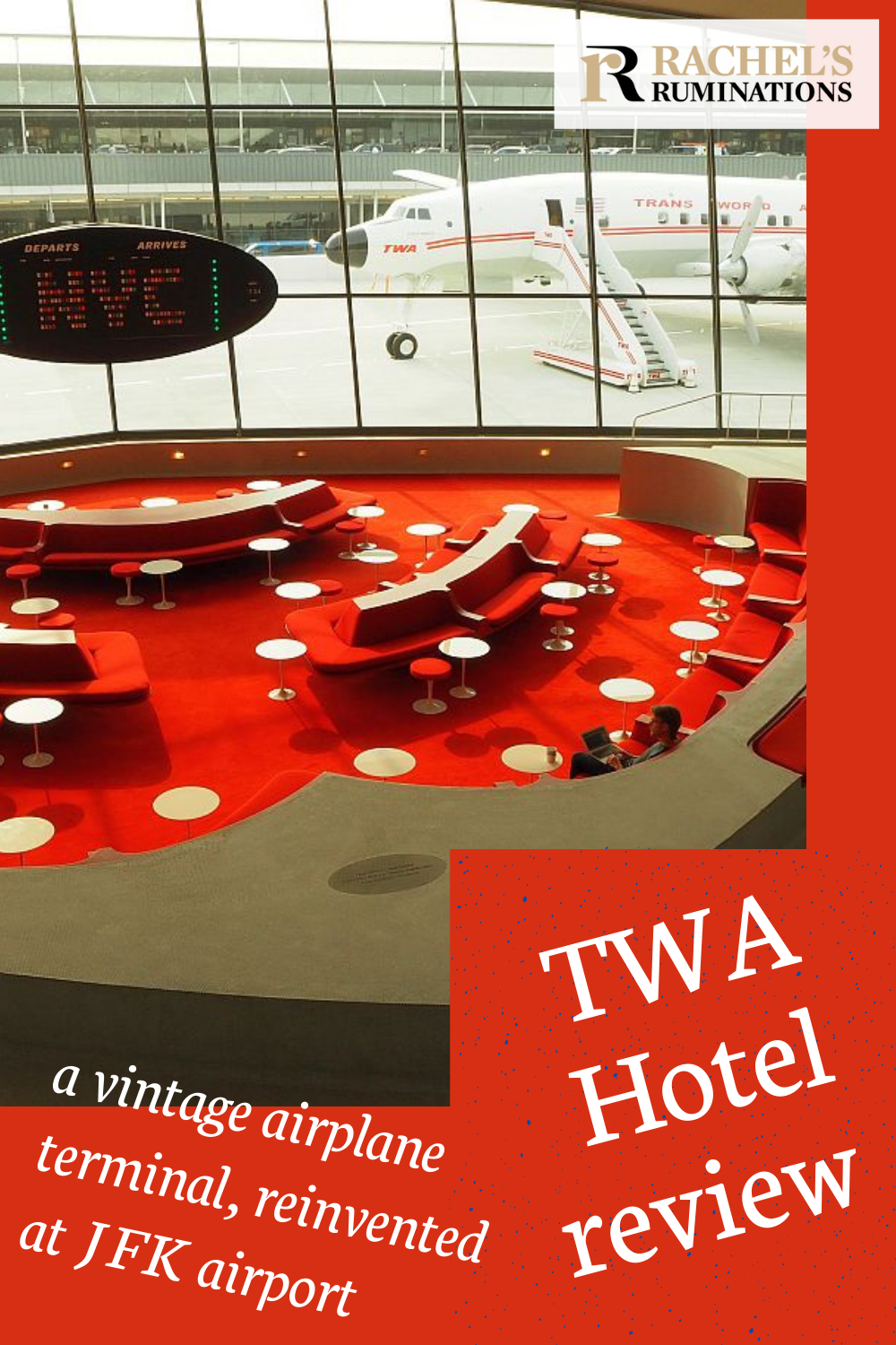 The old TWA terminal in JFK Airport, designed by Eero Saarinen in 1962, has been restored and repurposed into the TWA Hotel: a review of the new hotel. #TWAHotel #JFKAirport #nyc #EeroSaarinen #1962 #hotelreview via @rachelsruminations