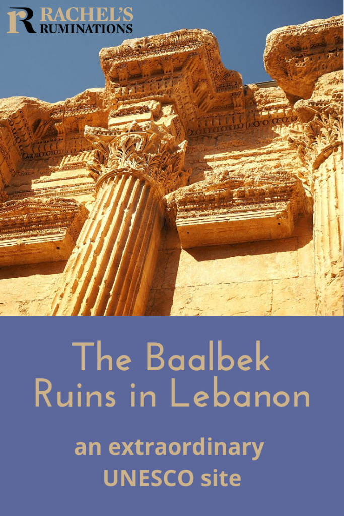 Pinnable image
Text below: The Baalbek Ruins in Lebanon: an extraordinary UNESCO site.
Image above: looking up at the ornate top of a Corinthian column.