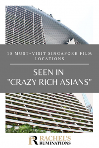Pinnable image Text: 10 Must-Visit Singapore Film Locations seen in "Crazy Rich Asians" Image: a view of Marina Bay Sands hotel, as seen from the bottom of one of the towers.