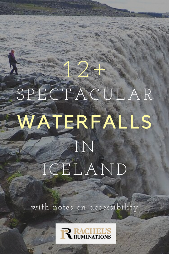 Pinnable image
Text: 12+ spectacular waterfalls in Iceland
Image: Dettifoss waterfall