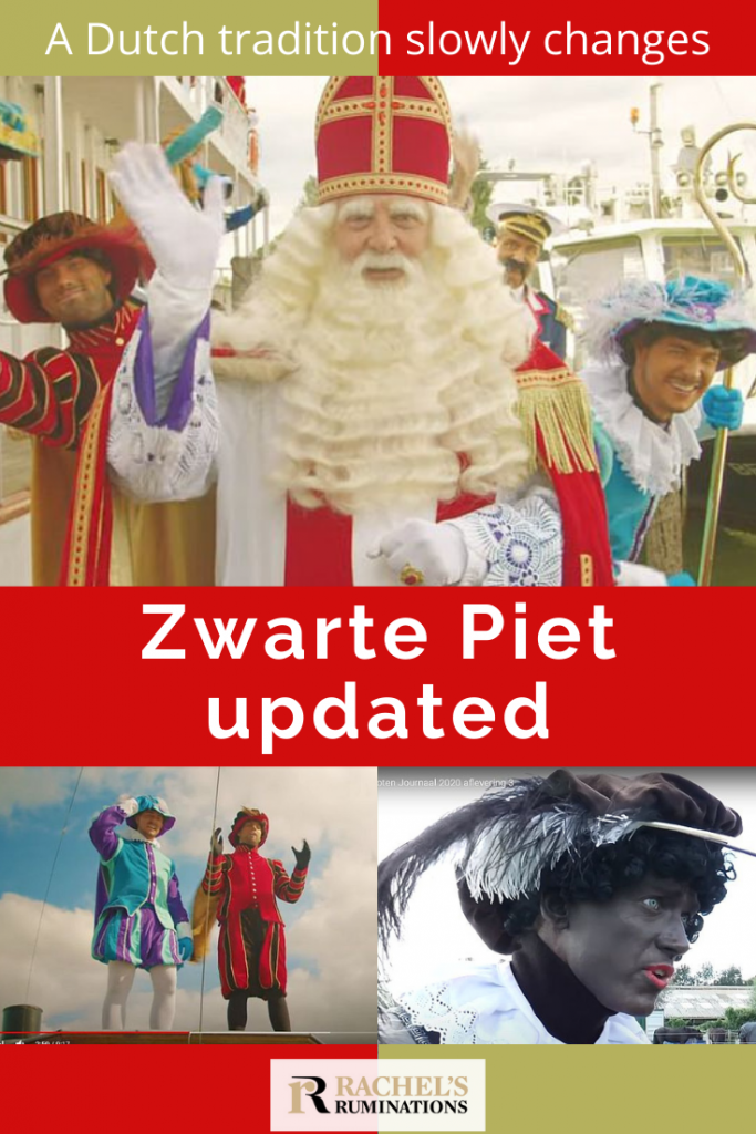 Pinnable image
Text: A Dutch tradition slowly changes: Zwarte Piet updated
Images: Top is Sinterklaas waving. Bottom left, two white-skinned Petes. Bottom right, a Black Pete.