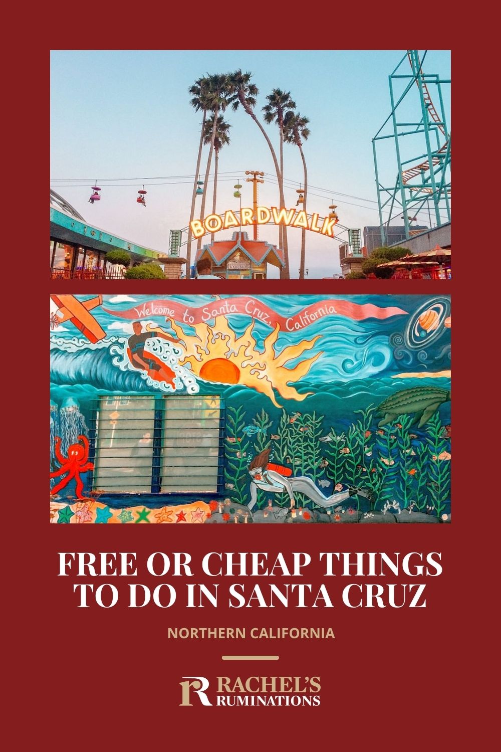 Read this list of free or cheap things to do in Santa Cruz, California, to help you keep to a budget and have a great time! via @rachelsruminations