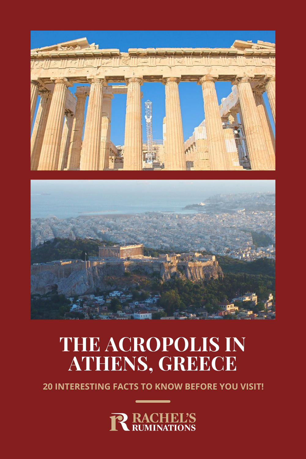 A gem of classical Greek architecture, the Acropolis is an absolute must-visit! Read these facts about the Acropolis in Athens before you go! via @rachelsruminations