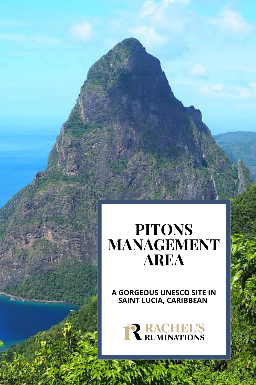 Pitons Management Area UNESCO site in Saint Lucia contains the famous sulphur springs, a drive-in volcano, assorted waterfalls, the beautiful Pitons peaks and lots more things to see! via @rachelsruminations