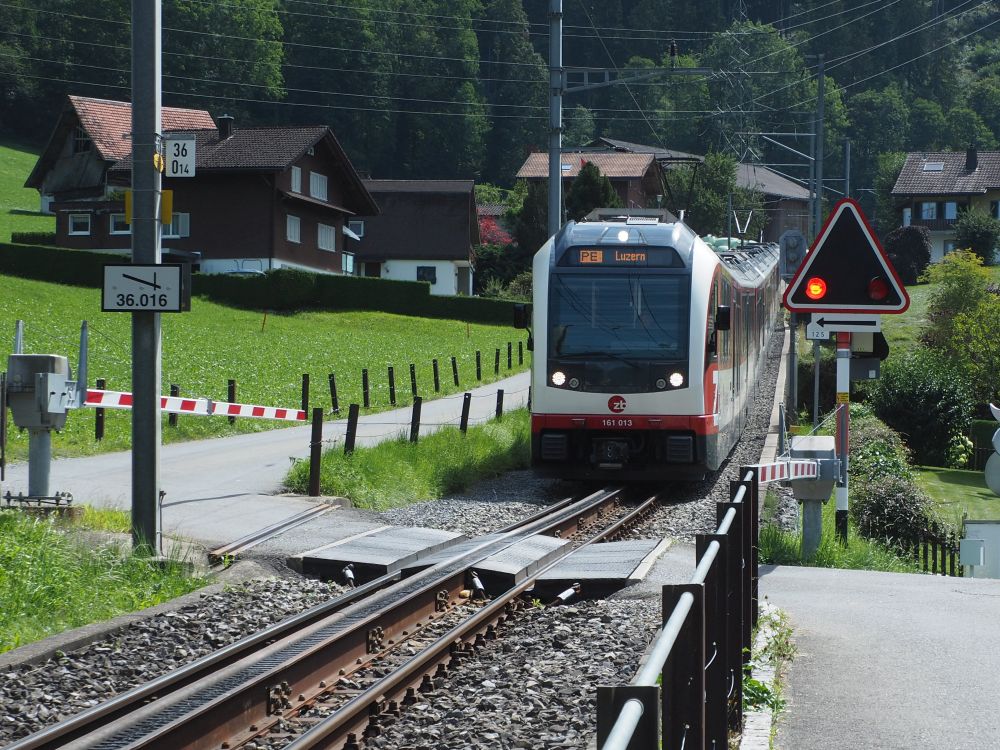 A train passing a level crossing.