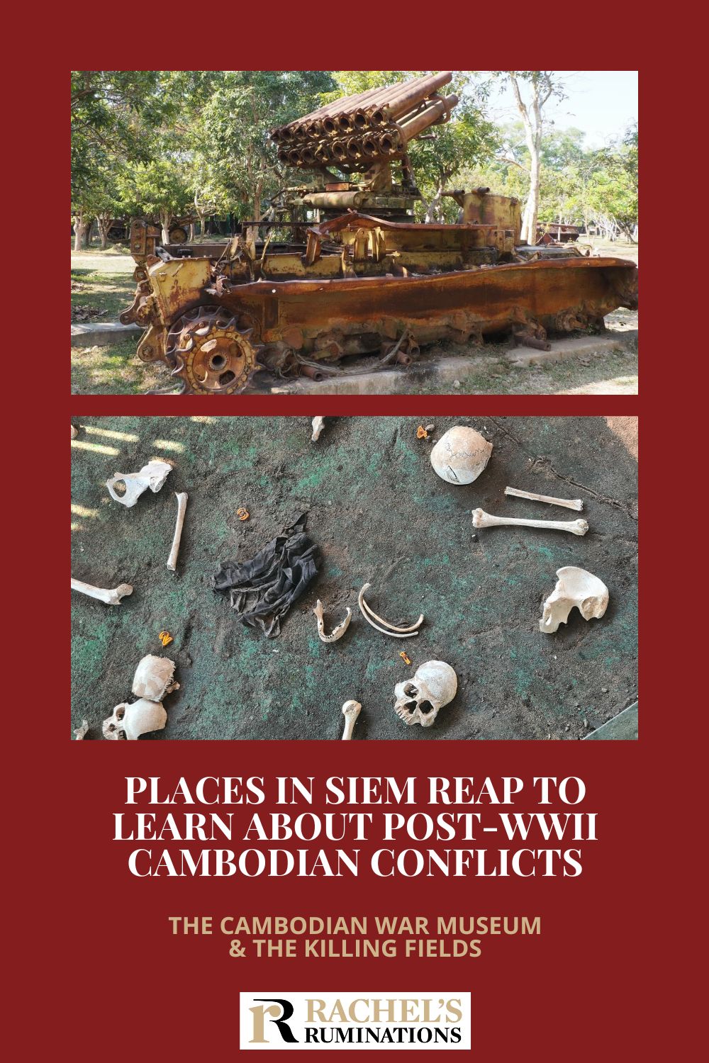 Two places to learn about the violent 20th-century history of Cambodia: the Cambodian War Museum and the Killing Fields in Siem Reap. via @rachelsruminations