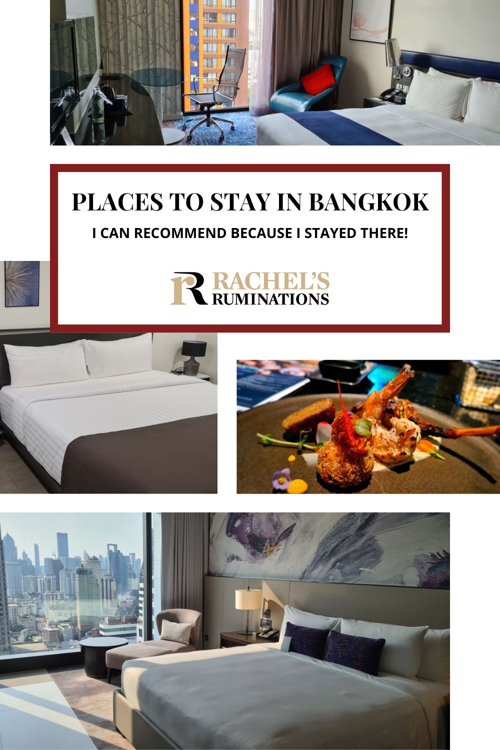 A list of places to stay in Bangkok in a variety of star and price categories, all of which I can recommend because I've actually stayed at them all. via @rachelsruminations