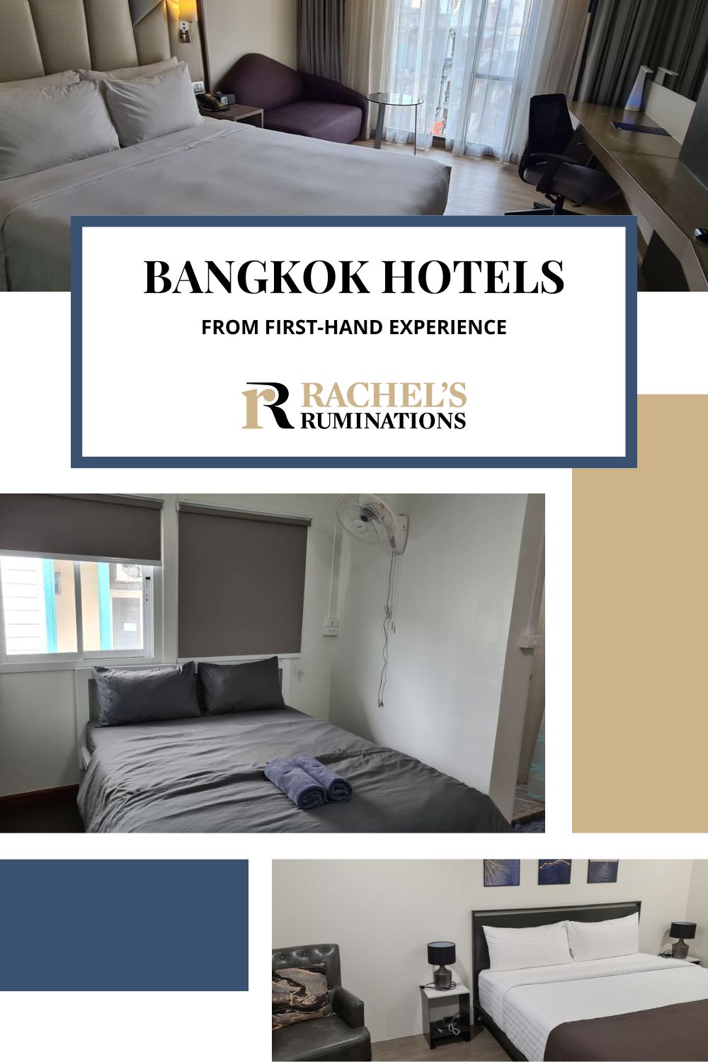 A list of places to stay in Bangkok in a variety of star and price categories, all of which I can recommend because I've actually stayed at them all. via @rachelsruminations