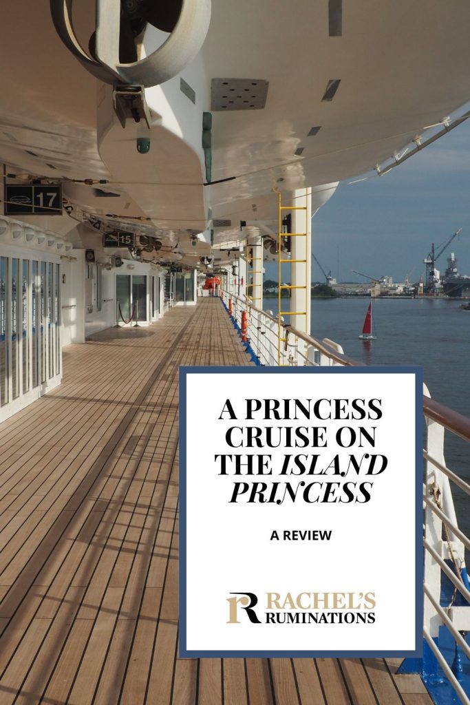 Text: A Princess cruise on the Island Princess: A review. Image: the promenade deck.