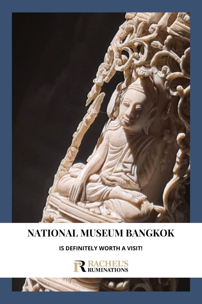 Text: National Museum Bangkok is definitely worth a visit! Image: an intricately-carved elephant tusk.