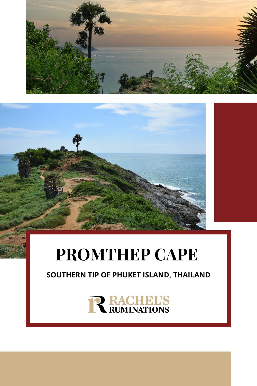 Promthep Cape, the southernmost point of Phuket Island in Thailand, is best known for its sunset views. Read here all about visiting Promthep Cape and what there is to do and see there! via @rachelsruminations