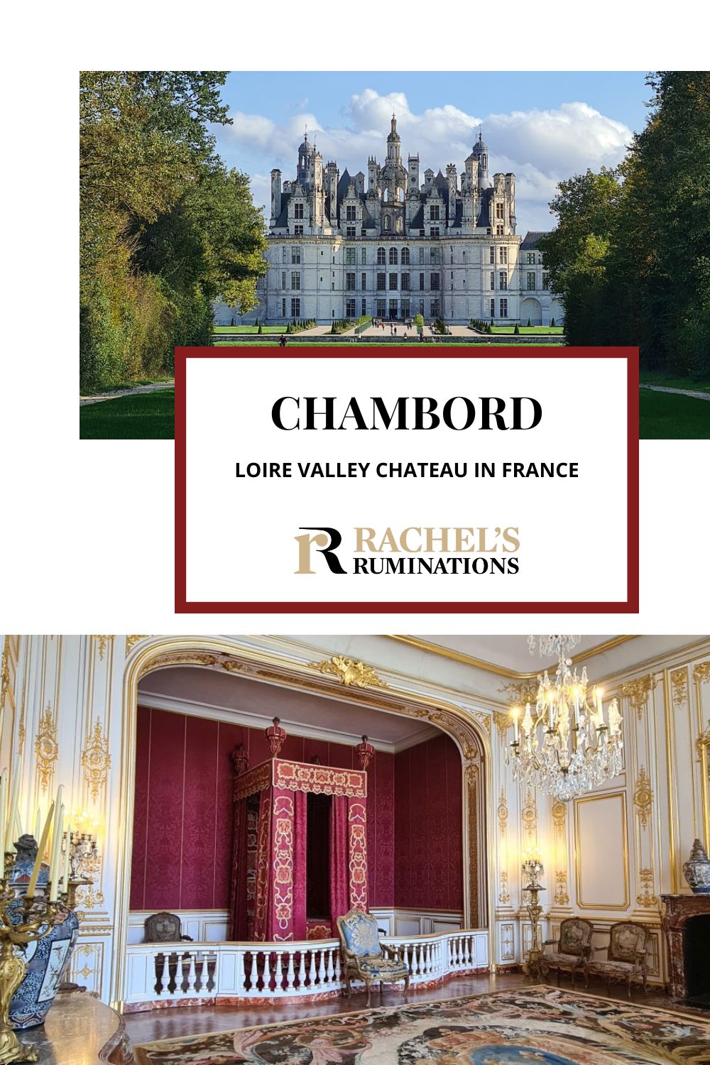 Chateau de Chambord: a spectacular 16th-century castle in the Loire Valley, worth seeing for its architecture and the art it contains. via @rachelsruminations