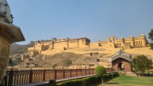 A large fort on a hill.