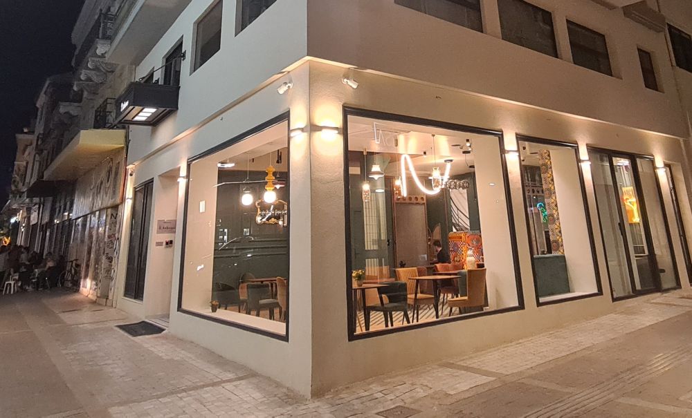 The storefront lobby, seen from the street.