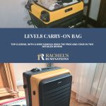 Text: Level8 carry-on bag: Top-closing, with a wide handle. Read the pros and cons in this detailed review. Images: two views of the suitcase.
